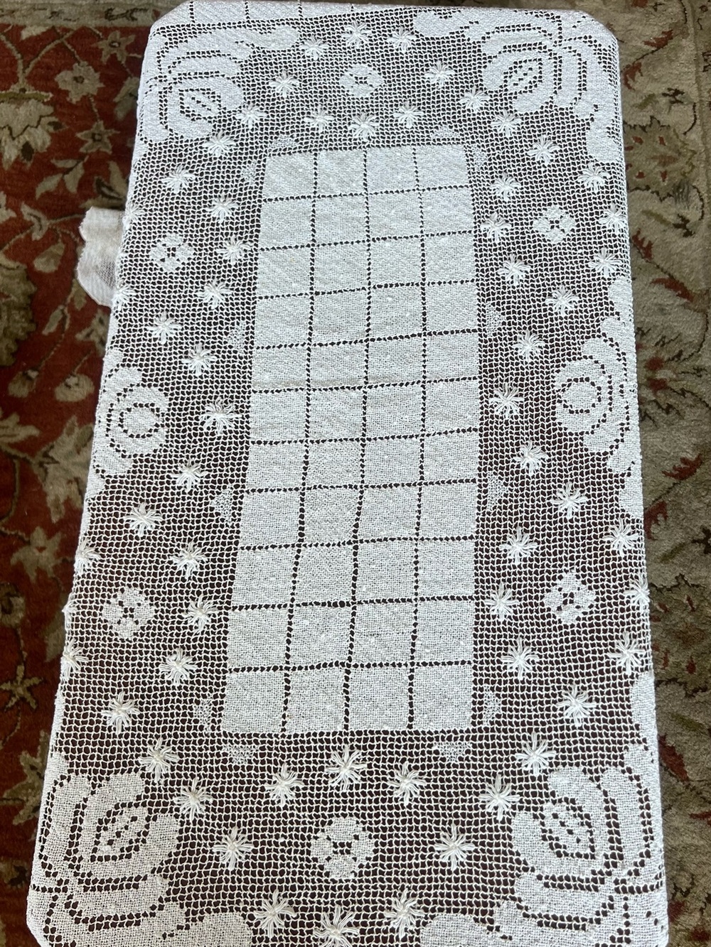 Vintage Nubby Textured White 68” x 48” Tablecloth